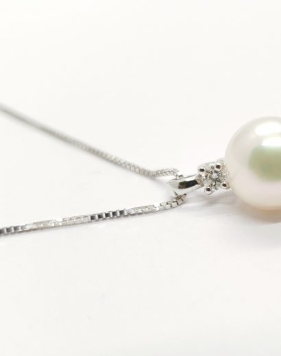 Elli Collana Donna Ciondolo Perla Con Diamante 0,05 Ct – Argento Sterling 925, Progettata In Germania