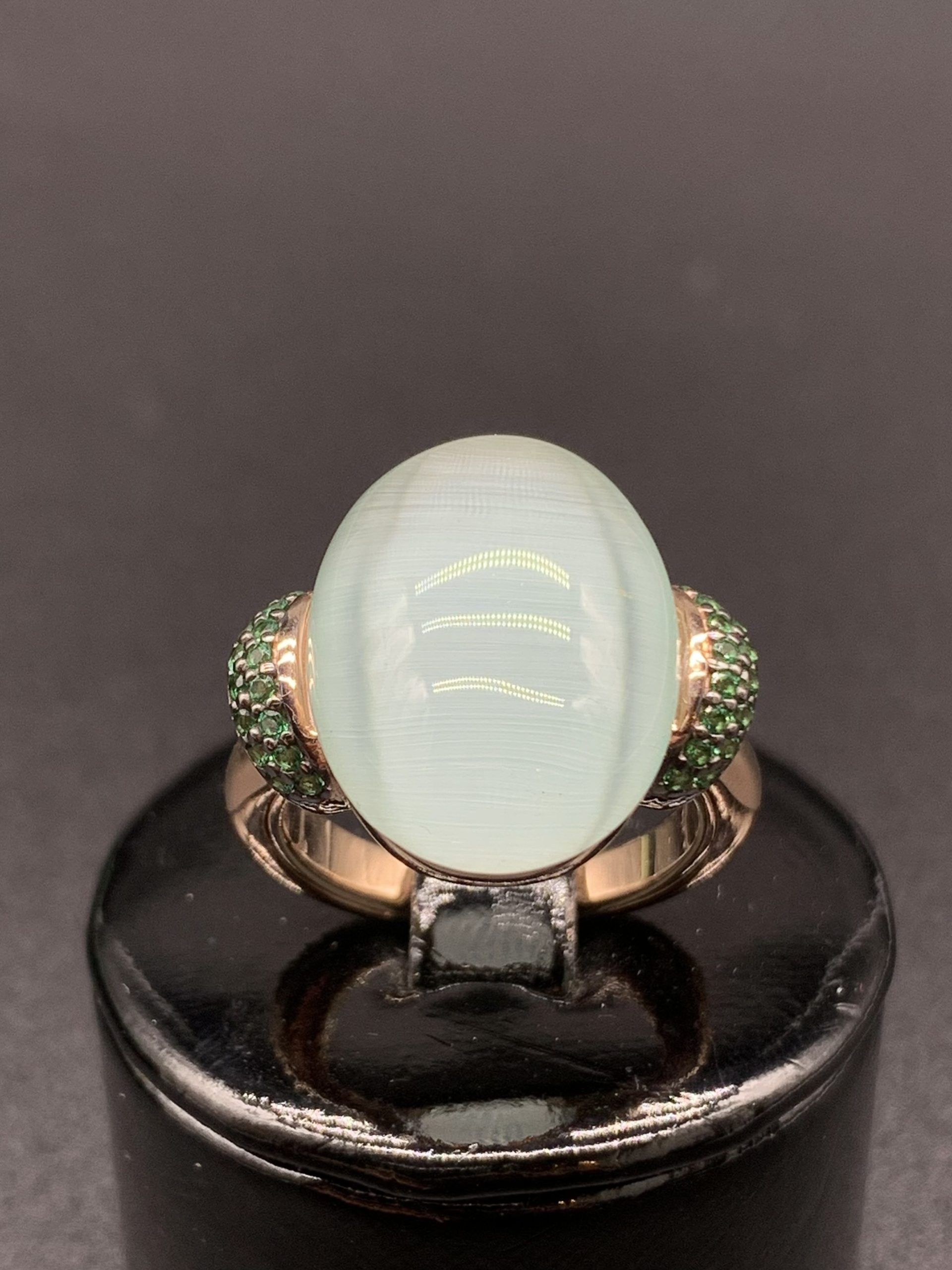 Collana Donna In Argento 925 Con Pietra Di Luna Verde - Fatta A Mano, Catena 48+5 Cm, Gemma Naturale Indiana - ELEDORO